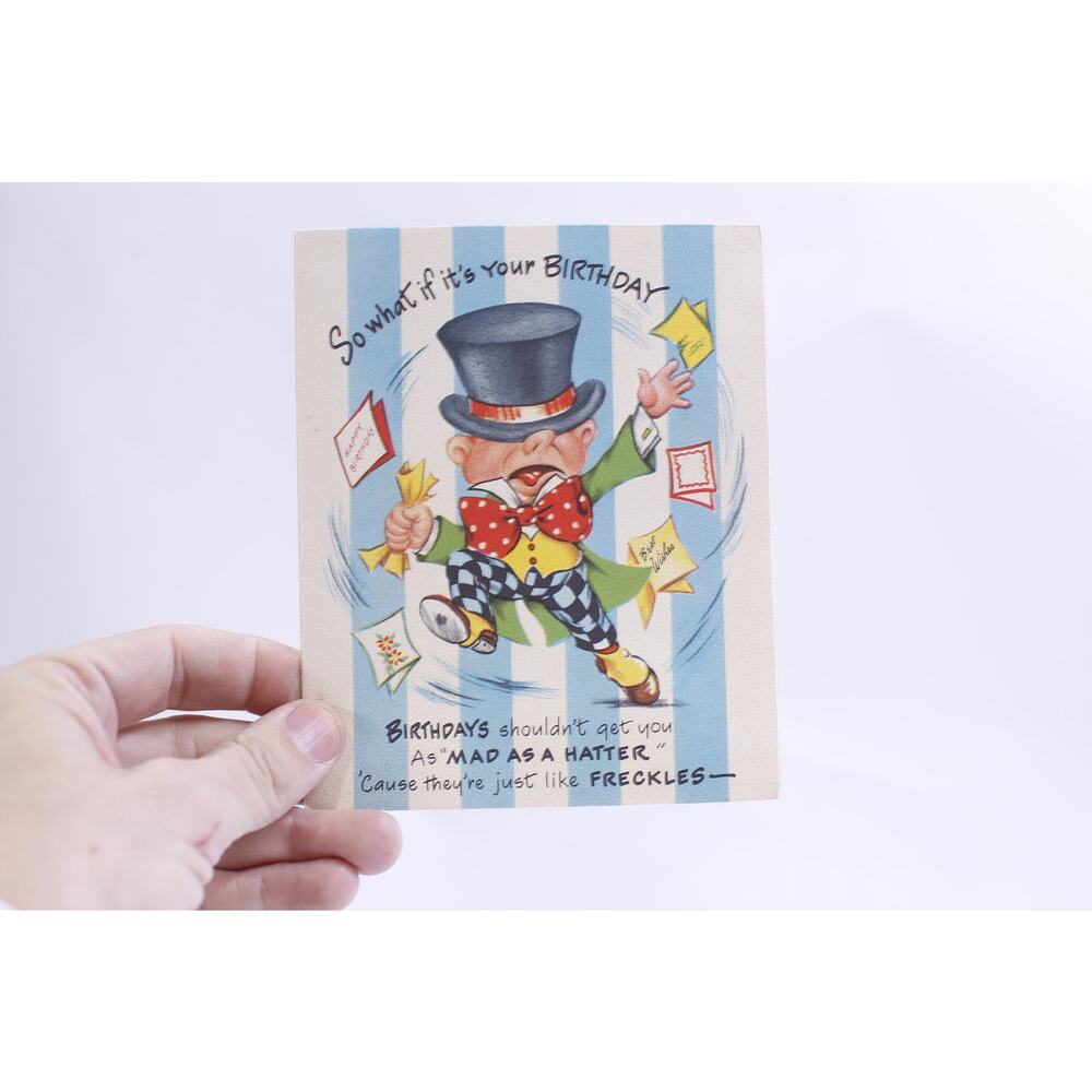 Funny Little Mad Man with Freckles, Birthday, Greeting Card, Folding, Paper,